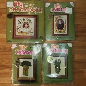 Jiffy Stitchery Embroidery Kit Photo Frame Brocolli Asparagus Crewel Mini Kits